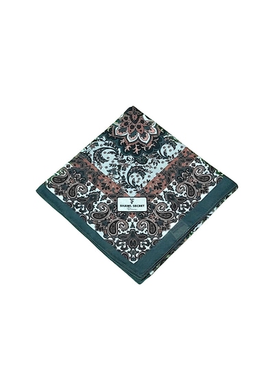 Mim Eşarp Prime Pamuk Etnik Desenli Eşarp 90x90 Cm PETROL YEŞİLİ