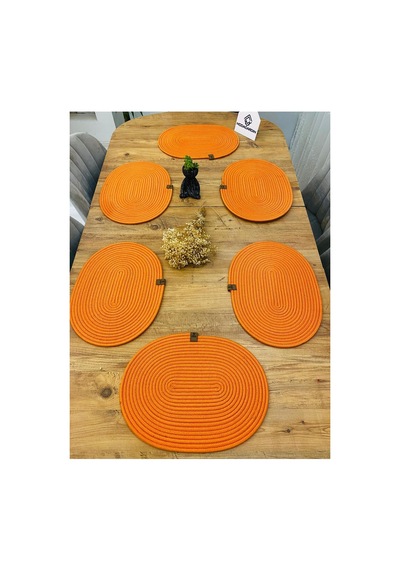 Jüt Hasır Amerikan Servis Oval Supla 6 Lı Turuncu Turuncu