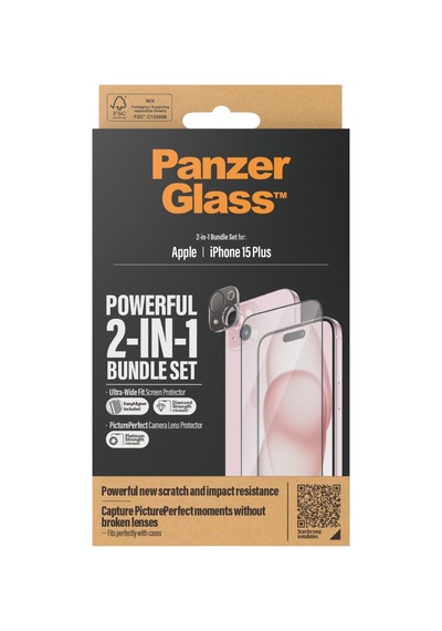 Panzerglass 2 İn 1 Pack Apple iPhone 15 Plus Tam Uyumlu Ekran Koruyucu Ve Kolay Hizalayıcı Şeffaf