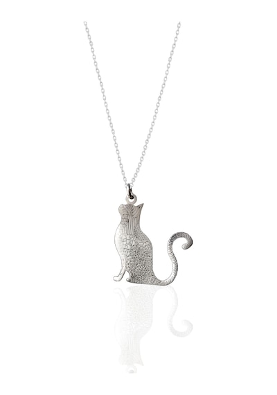 Papatya Silver 925 Ayar Gümüş Antik ve Etnik Desenli, Vintage Kedi Kolye