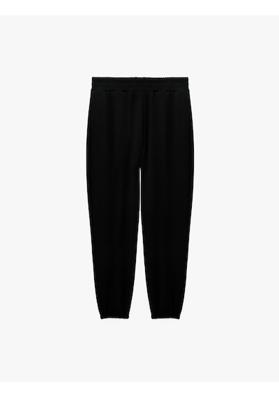 Koton Krep Scuba Kumaş Beli Lastikli Cepli Jogger Eşofman Altı Siyah 7wak30026ek