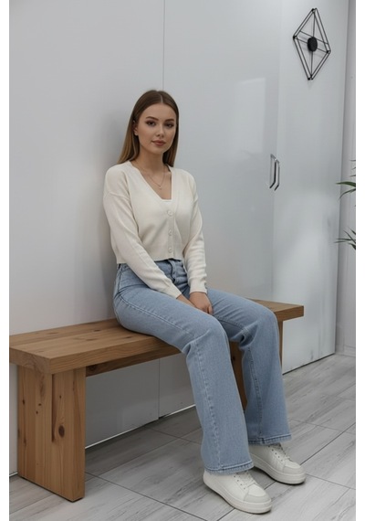 Woddi Nova Kadın Yüksek Bel Kar Yıkama Salaş Jeans Wide Leg Geniş Paça Palazzo Kot Pantolon Taş