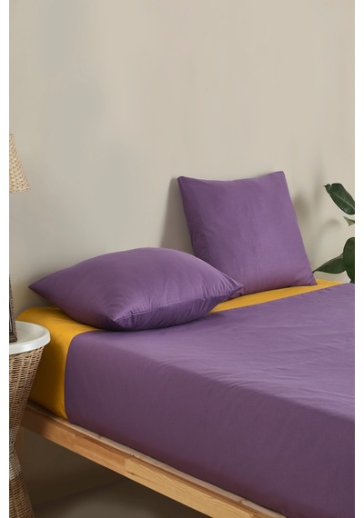 Colorpool Bright Future Koyu Lila-Hardal Çift Kişilik Nevresim