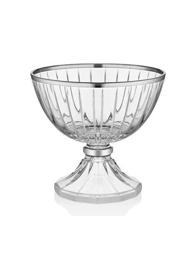 Decorium Cam Kase Ayaklı 13,5 Cm Accademia Platin M06449-ab