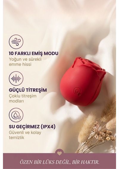 Saklıoda Gül Vibratör 10 Modlu Klitoris Emici Vakumlu Usb Şarjlı Silikon Uyarıcı