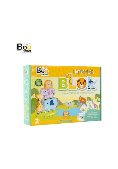 Bee Smart Doğal Ahşap Hayvan Blokları Eğitici Denge Oyunu