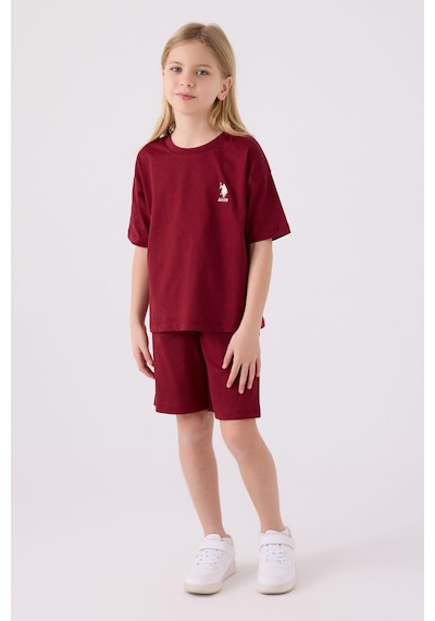 U.S. Polo Assn. U.s. Polo Assn Kız Çocuk Bordo Bermuda Takım Us1848-c-v22 Bordo