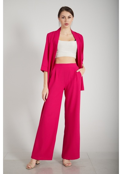 Feminist Fuşya Kimono Pantolon İkili Krep Takım 0106314.12 Fuşya