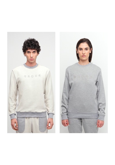 Beord Ham-gri %100 Pamuk Bisiklet Yaka Sweatshirt Bss1-142