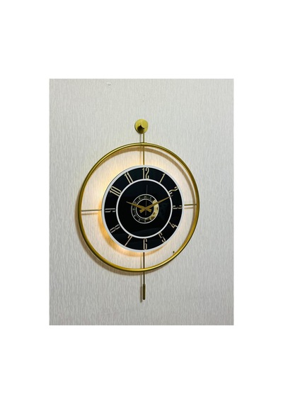 Pey Aksesuar Metal Camlı Duvar Saati 60x80 Cm Büyük Boy Işıklı Gerçek Cam Siyah-füme-beyaz-gold Ayna-m61-gold-füme-beyaz-gold