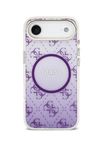 Apple Uyumlu iPhone 17 Air Kılıf Guess Lisanslı M-safe Şarj Özellikli 4g Desenli Simli Silikon Kapak Mor Mor