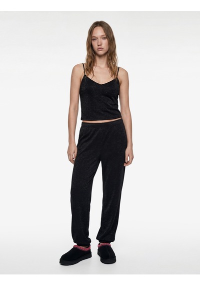 Koton V Yaka Parıltılı Askılı Pijama Üstü Siyah 6wlk90015mk Siyah