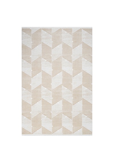 Bespoky Phoenix Geometrik Modern Salon Halısı Makine Dokuma Krem