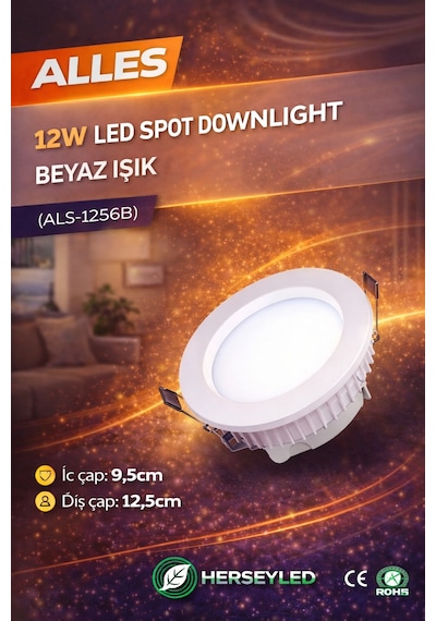 5630 Downlight - 12 Watt Beyaz Beyaz