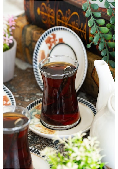 Demet 6 'lı Porselen Çay Tabağı Seti Çok Renkli