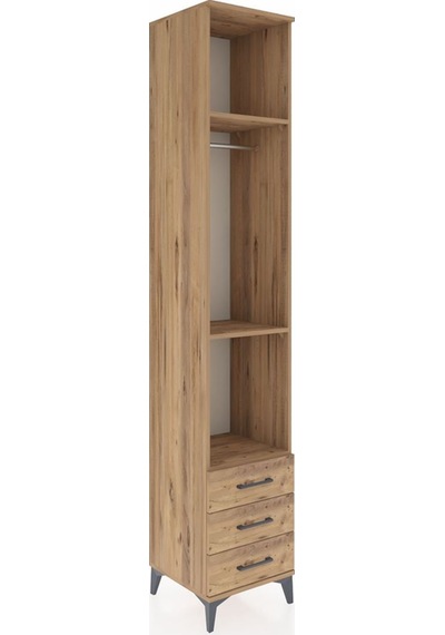 Hyperion Dolap 3 Raflı 3 Çekmeceli Tek Askılı 44x44x243 Çam-çam Çam