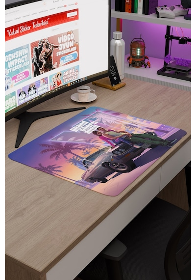 Gta 6 Kaymaz Dikişli Kauçuk Oyuncu Mousepad V5 - 48x40 Xl Gaming Mouse Pad Fare Altlığı