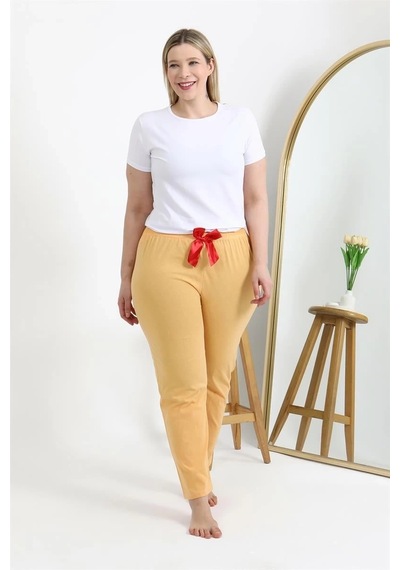 Mtm My The Mall Kadın Pamuklu Büyük Beden Alt Pijama Sarı Sarı