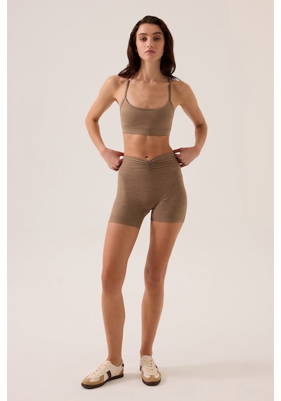 Los Ojos X Ece Mocha Spor Sütyeni Super Crop Top Mocha Melanj Mocha Melanj