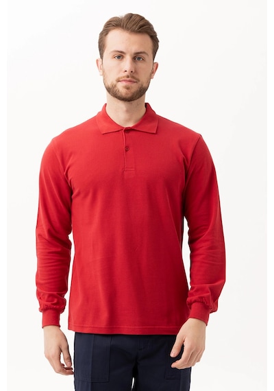 Padus %100 Pamuk Polo Yaka Uzun Kollu T-shirt Bordo