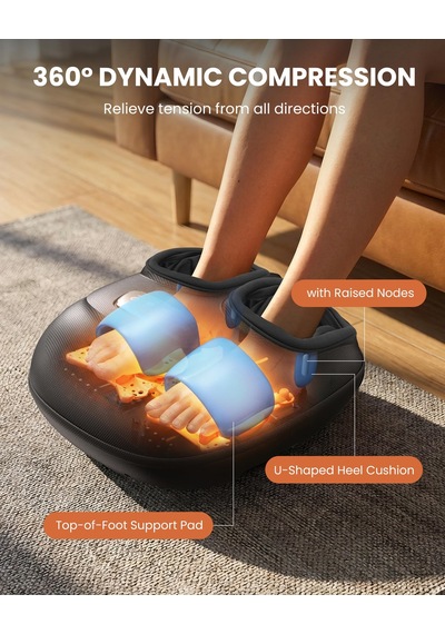 Plantar Fasiit, Nöropati, Bunyon Ve Ayak Üstü Isıtma İçin Cılı Shiatsu Masaj Aleti - Koyu Siyah
