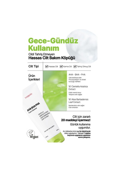 Yeppda Hafif Asidik Akneli Ciltler İçin Yüz Temizleme Köpüğü Yeppda AHA BHA PHA Foam Cleanser 150 ML