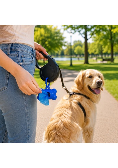 Köpek Kaka Poşeti 6 Rulo + Askılı Dispenser Kılıf, Köpek Dışkı Poşeti, Kaka Torbası, Dışkı Torbası, Poşetlik, Evcil Hayvan Yürüyüş Temizlik Aksesuarı, Karışık Renk