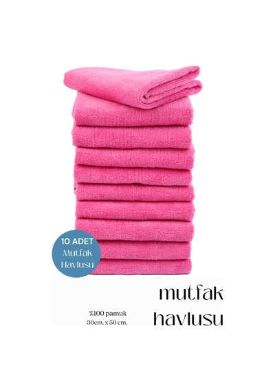 10 Adet Mutfak Havlusu El Yüz Havlusu Pembe