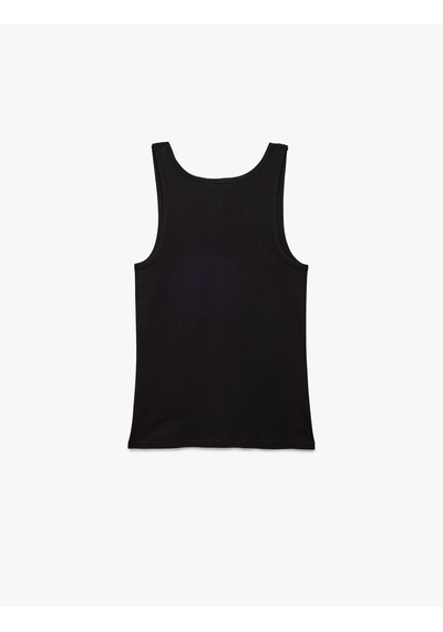 Koton Bisiklet Yaka Kolsuz Slim Fit Ribanalı Pamuklu Atlet Siyah 7wlm20001mk