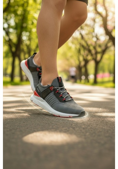 Enoch Erkek Spor Ayakkabı Koşu Ve Yürüyüş Sneaker Yan Destekli Ve Örme Performans Modeli Füme