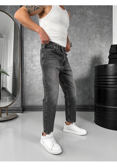 Modefendi Boyfriend Kalıp Yüksek Kalite Kot Pantolon Antrasit