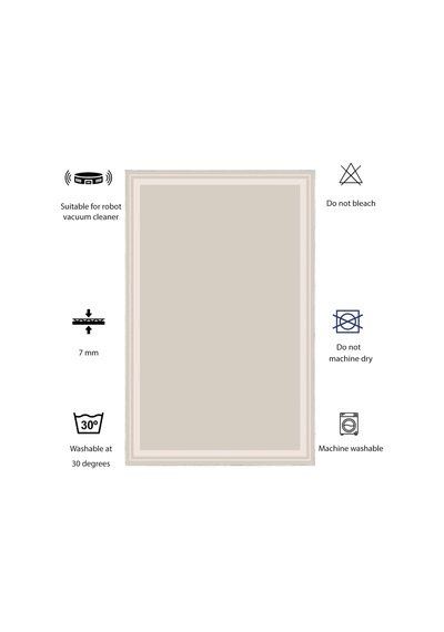 Dijital Kaymaz Yıkanabilir Mutfak Banyo Salon Paspas Halısı Trend Modern Al4007 krem
