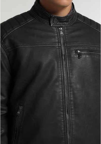 Colin's Colins Slim Fit Dik Yaka Fermuarlı Astarlı Erkek Siyah Mont Pu Cl1082070 Q1.v1 Blk
