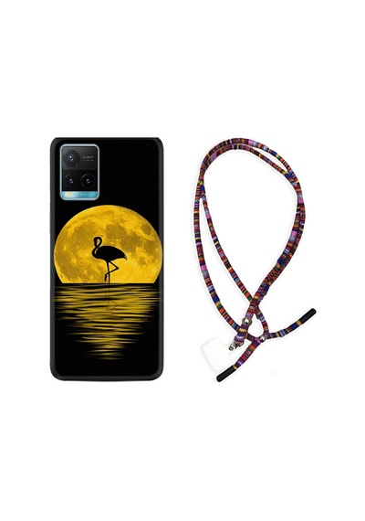 Vivo Y33S Kılıf Rasta Boyun Askılı Ay Ve Flamingo 1775