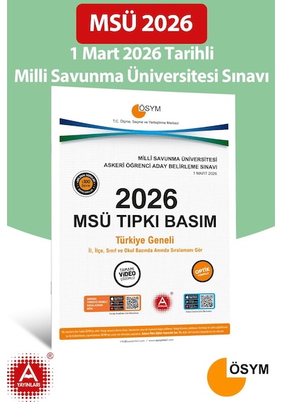 2026 Msü Çıkmış Sorular-tıpkı Basım-bire Bir Ösym-1 Mart 2026 Tarihli Sınav