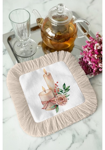 Romantik Mum Çiçek Saçaklı Kahve Yanı Sunumluk Peçete - Vintage Rustik Gül Bej Bardak Altlığı Mendil Soluk Adaçayı Beyaz Romantik Mum Çiçek Saçaklı Kahve Yanı Sunumluk Peçete - Vintage Rustik Gül Bej Bardak Altlığı Mendil Soluk Adaçayı Beyaz