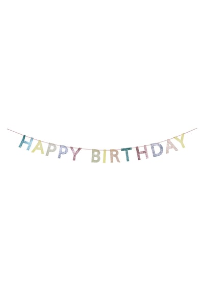 Meri Meri - Mixed Glitter Fabric Happy Birthday Garland - Karışık Simli Kumaş Mutlu Yıllar Asılan Süsü