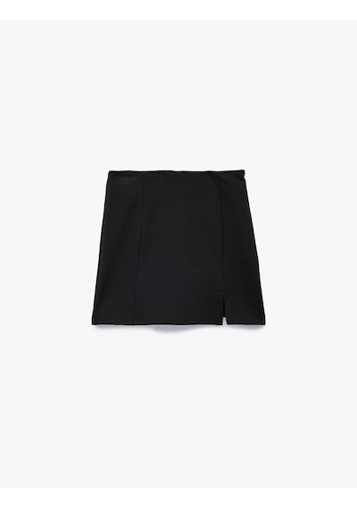 Koton Beli Lastikli Viskon Karışımlı Kruvaze Şort Etek Siyah 6skg70023ak Siyah