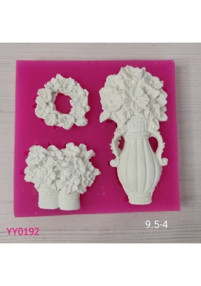 Yy0192 Vazo Ve Saksıdaki Çiçekler Ve Halka Çiçek Silikon Kalıp