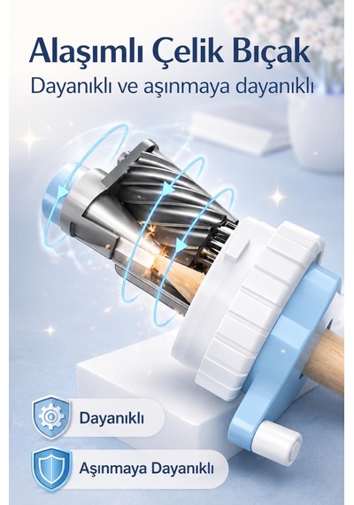 Deli H515-bl Çevirmeli Kalemtıraş Geniş Hazneli, Dayanıklı Çelik Bıçaklı Masaüstü Kalemtraş Mavi