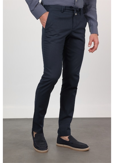 İmza Lacivert Yan Cep Keten Slim Fit Keten Karışımlı Jogger Pantolon 1003260169
