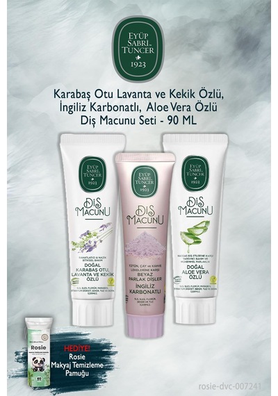 Eyüp Sabri Tuncer Lavanta, Karbonat, Aloe Vera 3'lü 90 Ml Diş Macunu Ve Rosie Beyazlık