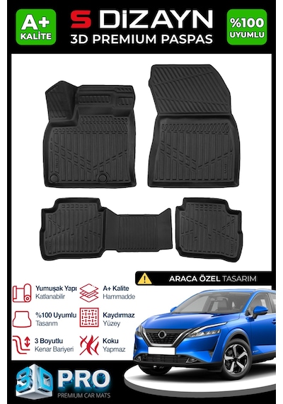Nissan Qashqai E-power 3d Pro Havuzlu Paspas 2021-2024 A+ Kalite 3ds-sdz049