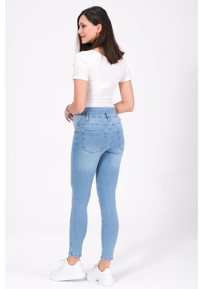 Busa Hamile Esnek Karın Bantlı Skinny Kot Pantolon Açık Mavi-açık Mavi