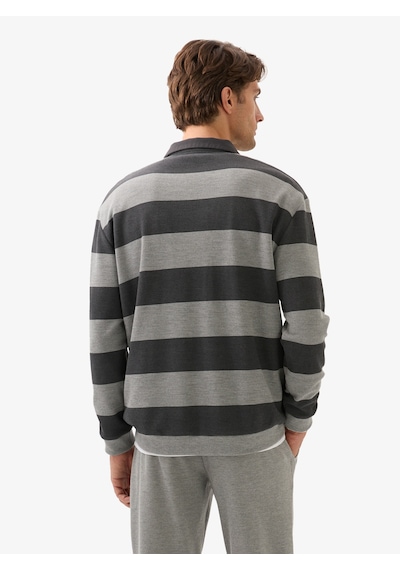 Erkek Polo Yaka Sweatshirt 40834 - Gri Gri