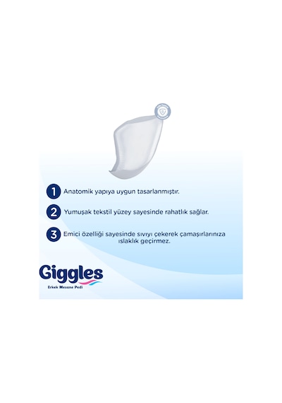 Giggles Yetişkin Erkek Mesane Pedi - L Beden - 1 Paket 20 Adet