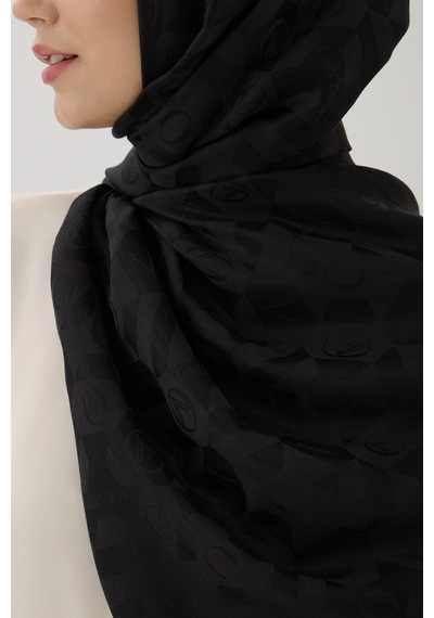 Valentino Orlandi Logo Serisi Monogram Şal - 06244 Siyah
