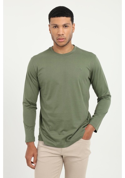 Dufy Erkek Regular Fit Bisiklet Yaka Haki Sweatshirt-25510