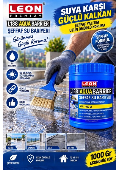 Leon Premium L188 Aqua Barrier Şeffaf Su Yalıtım Bariyeri 1000 Gr Uv Ve Hava Koşullarına Dayanıklı