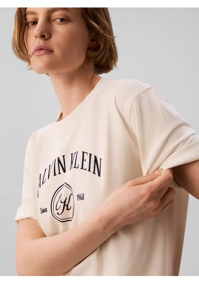 Calvin Klein Ss Relaxed Varsıty C, Yas Bej Kadın T-shirt